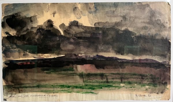 Norman Adams RA, Large Cloud over Ingleborough - Evening , 1956