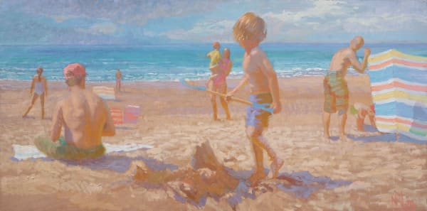 Norman Long MAFA, Beach Scene with Arrival of the Queen of Sheba