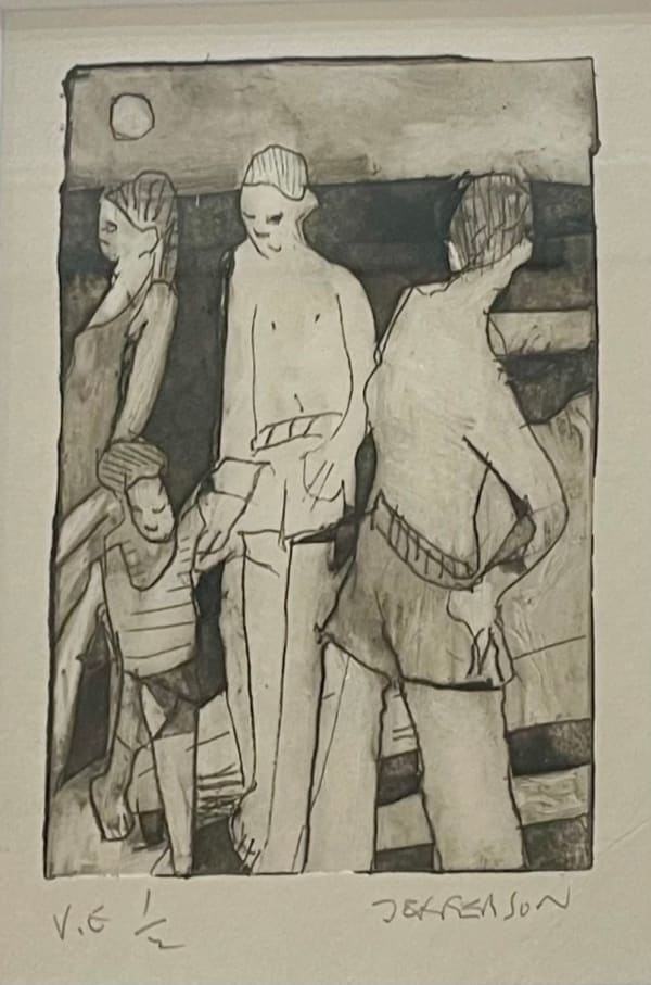 Craig Jefferson NEAC, Beach with Pointing Figure (monotone)