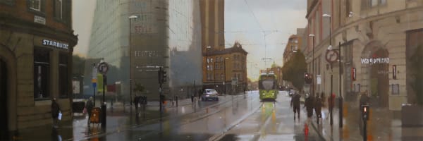 Michael Ashcroft AROI MAFA, Sunset on Corporation Street, Manchester