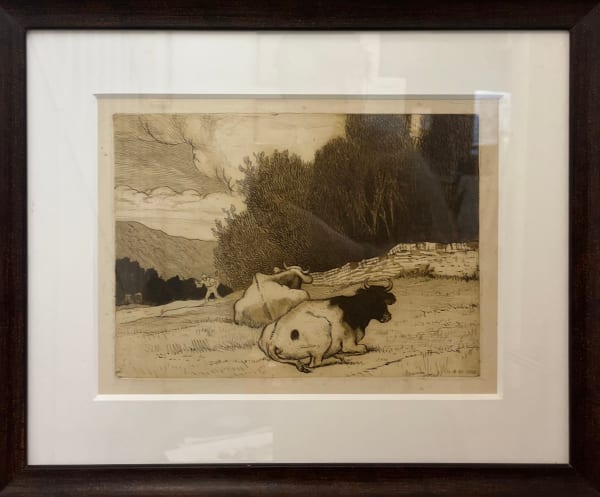 Pierre Adolphe Valette, Landscape with Figure and Cows