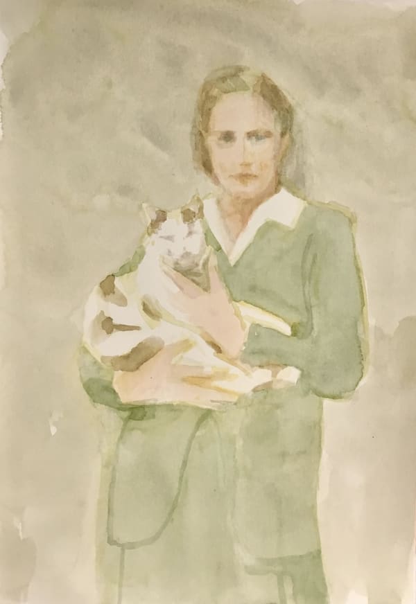 Linda Schwab, Woman with Cat, 2020