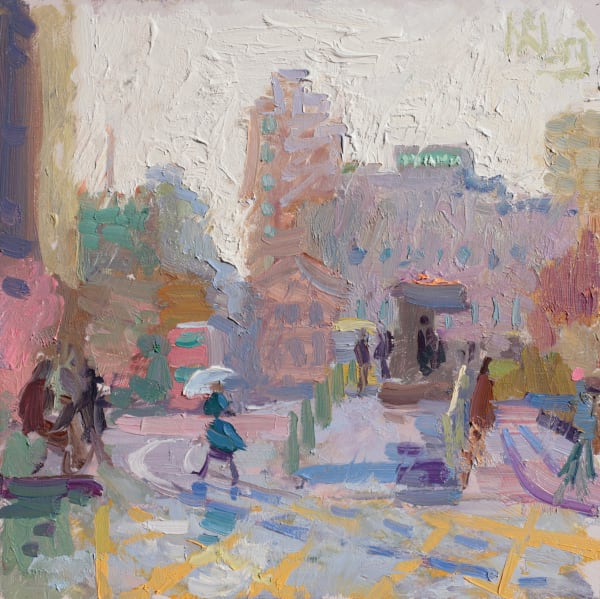 Norman Long MAFA, Rain and Sun, Tram Stop, Piccadilly Gardens