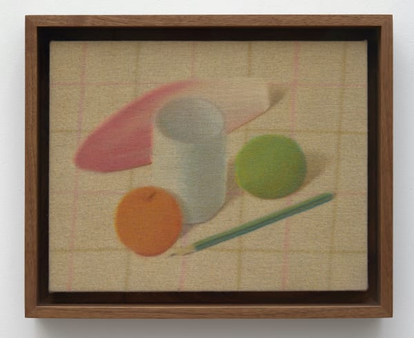 Johnny Izatt-Lowry, Still life on a check table cloth, 2025