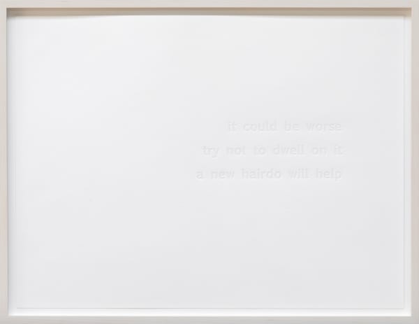 Sharon Switzer, Gravity (text) - A new hairdo will help, 2006