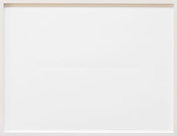 Sharon Switzer, Catastrophe (text) - You will sleep through a catastrophe, 2002