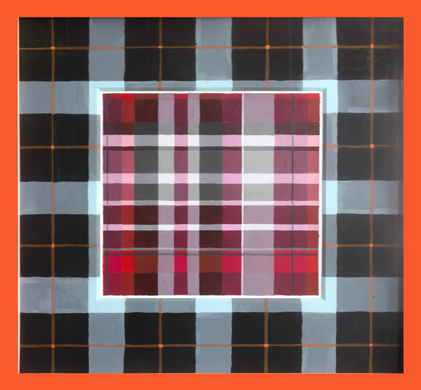 Michelle Forsyth, Orange and Blue Plaid on Red and Grey, 2014-2024