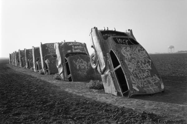 Burt Covit, Cadillac Ranch, Amarillo, Texas, 1989