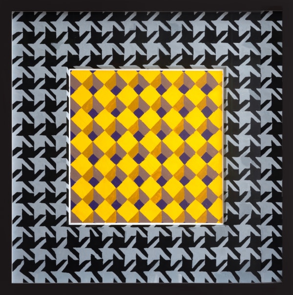 Michelle Forsyth, Grey and Black Houndstooth on Yellow Geometric, 2023-2024