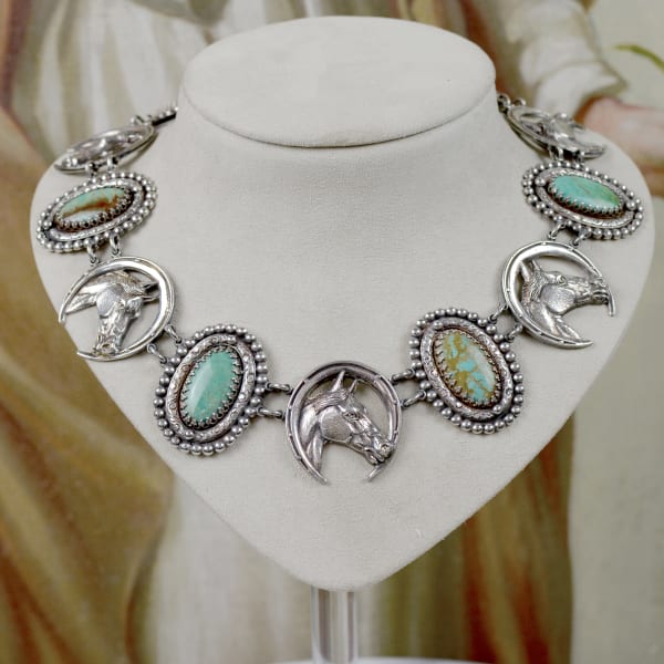 Jill Garber, LUCKY GIRL COLLETT WITH FIGURAL HORSEHEAD HORSESHOES AND TYRONE TURQUOISE