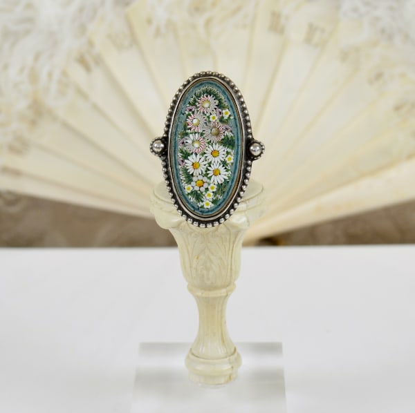 Jill Garber, ELONGATED LARGE MICRO MOSAIC PASTEL DAISY FLORAL RING