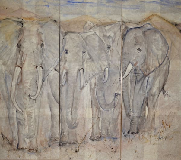 Christine Seifert, Elephants (Triptych) (Hungerford Gallery)