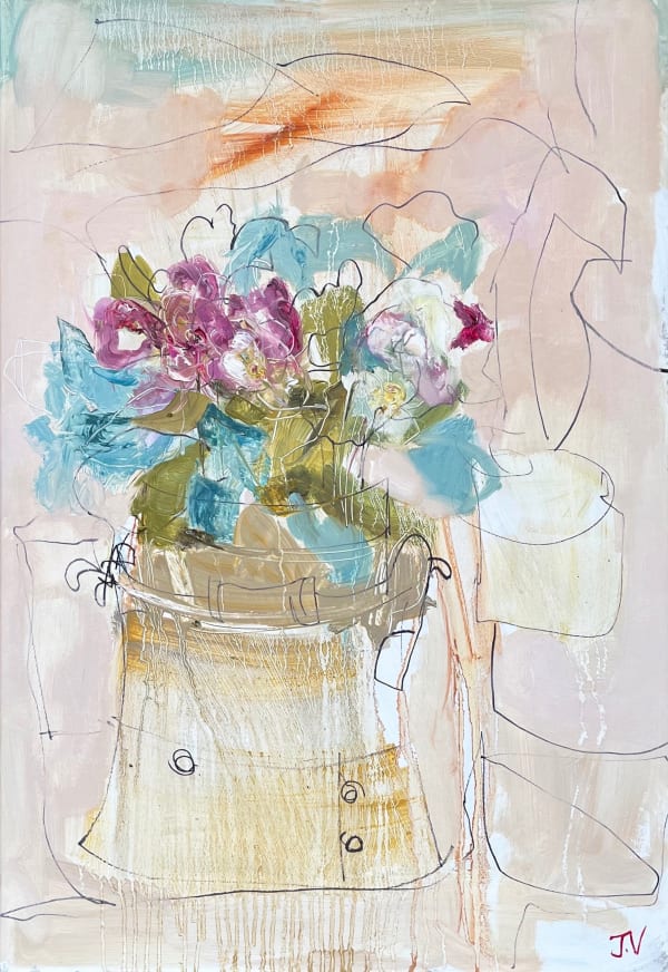Jo Vollers, Pink Primulas (Hungerford Gallery)