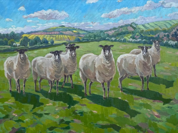 Annabel Playfair, Sheep in the Cotswolds (Hungerford Gallery)