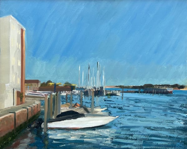 Celia Montague, Boatyard on the Lagoon (Hungerford Gallery)
