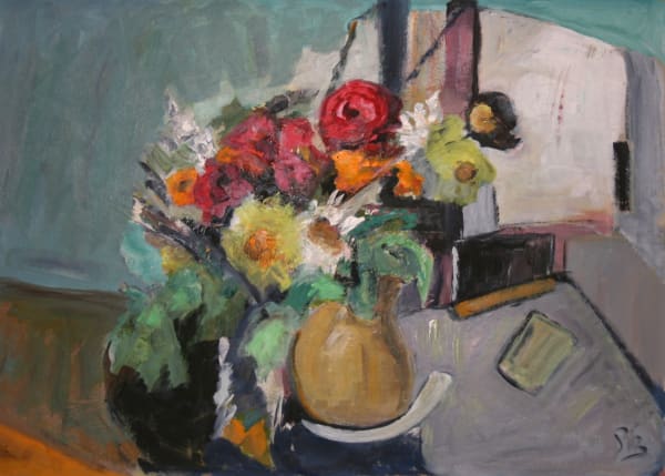 Philippa Bradstock, Flowers in a Yellow Jug