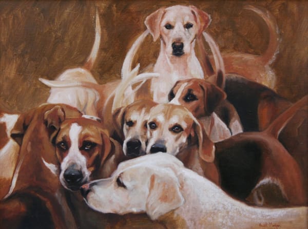 Hazel Morgan, Group of Hounds Waiting (Hungerford Gallery)