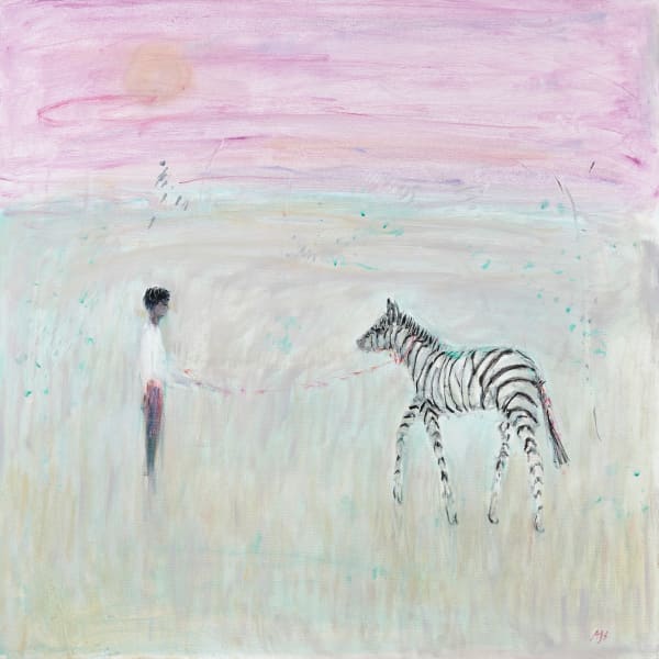 Ann Shrager, Boy with Zebra, Sunset