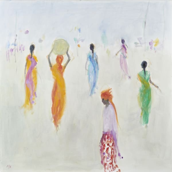 Ann Shrager, Five Ladies in Saris and Man in Orange Turban
