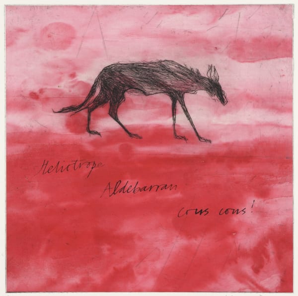 Kate Boxer, Wolf on Red (Unframed)