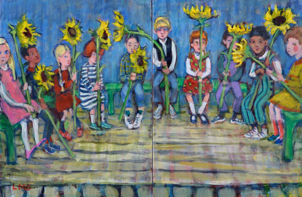 Lucy Dickens, Sunflower Ceremony (Diptych) (London Gallery)