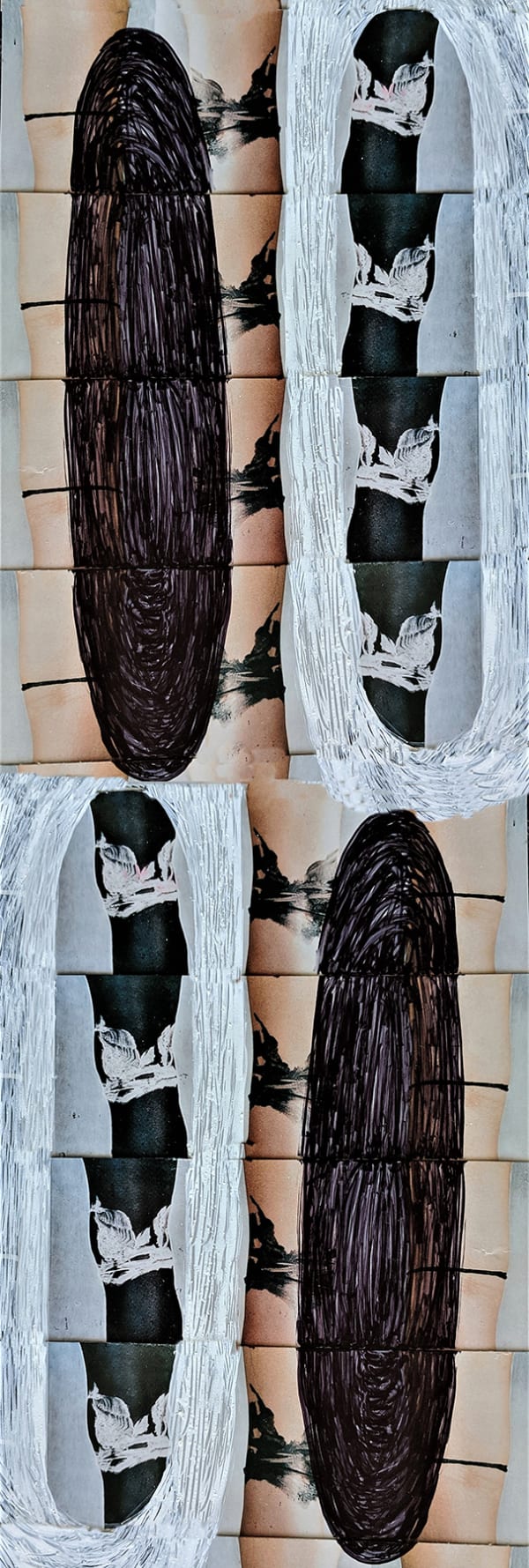 Knee Lingam © Kaethe Kauffman 2022 limited edition print on silk10x3-180opposite, 2022