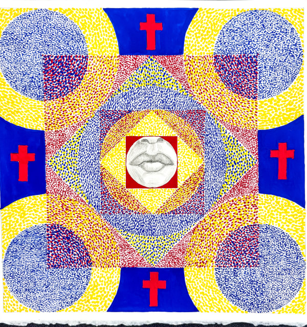 Bruce Cahn Small Mandala with Lips 8" x 8" inches | 20 x 20 cm