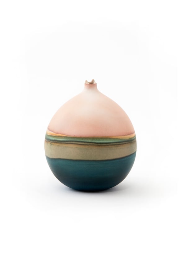 Elyse Graham, Pluto Vase in Peach and Prussian, 2022