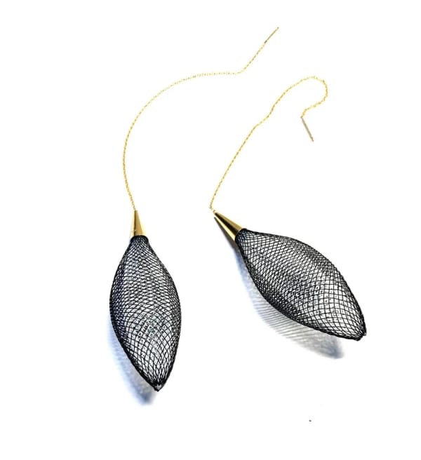 Michal Lando, Ovulo Earrings in Gold - Black + White, 2025