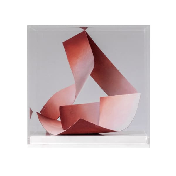 Emily Motto Held, 2024 Perspex cube, aluminium, chalk pastel 20x20x20cm