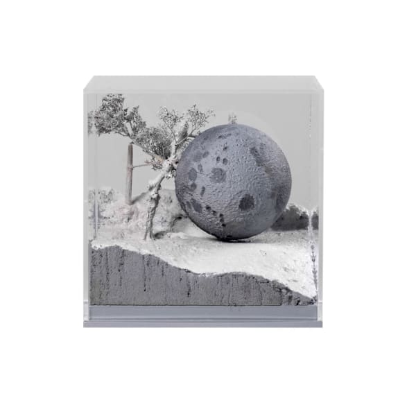 Saad Qureshi Rebel Moon, 2024 Mixed media including wood, Celotex, Idenden, sand, resin 20x20x20cm