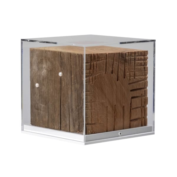 Gillies Adamson Semple Volume, 2024 Reclaimed oak joist, freshwater pearls 20x20x20cm Edition 1 of 3