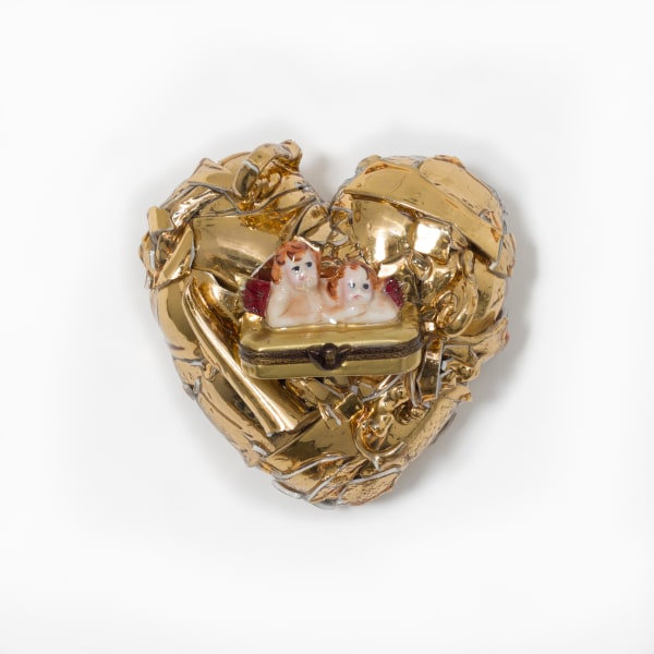 Sandra Shashou, Gold Heart and Vintage Limoges Box – Rafael’s Two Cherub Angels (H41), 2020