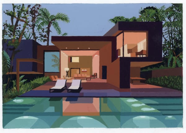 Andy Burgess, Tropical House with Illuminated Pool, 2020