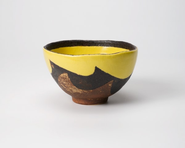 Yanagihara Mutsuo 柳原睦夫, Yellow oribe tea bowl, 1989