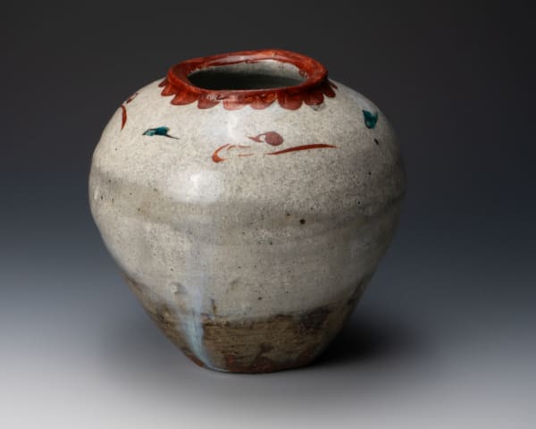 Tsuboshima Dohei 坪島 圡平, Colored enamel jar with cloudy pattern, 1990's