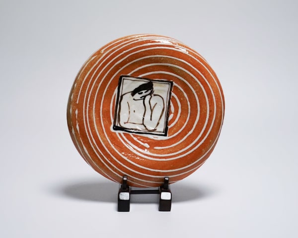 Suzuki Goro 鈴木五郎 - Aka Oribe Plate: Portrait