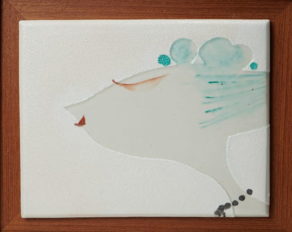 Kawamoto Goro 河本五郎, Ceramic relief of a woman in overglaze polychrome enamel, 1980's