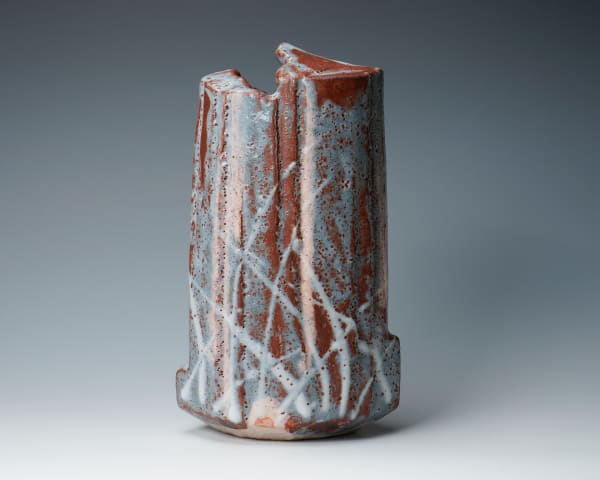 KATO Yasukage XIV 十四代加藤康景, Gray Shino Flower Vase 鼠志野花入