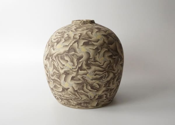 Matsui Kosei 松井康成, Jar, Neriage, Glaze Marbleized 練上壺, 1986