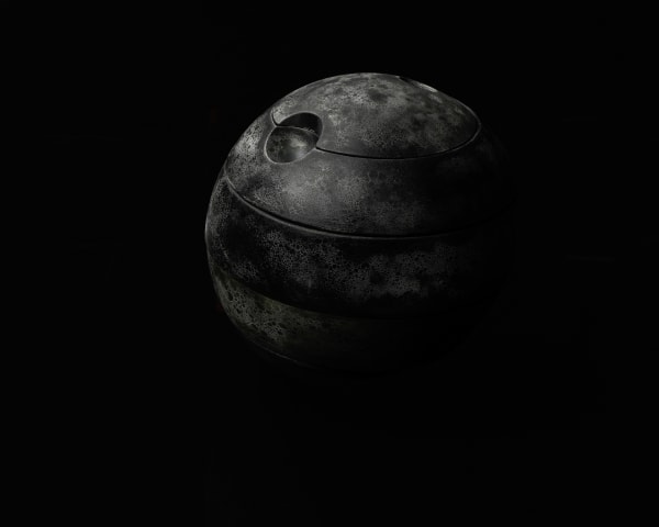 Terauchi Shinji 寺内信二, Four-tiered moon shaped box, Moon-scape 松竹梅 珠型四段重, 2024