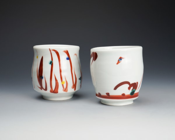 Tsuboshima Dohei 坪島 圡平, Pair of Aka-e Yunomi