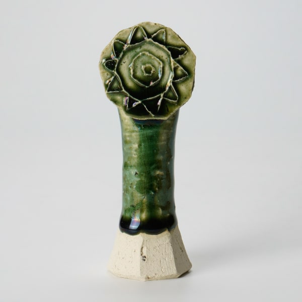 Kato Kiyoyuki 加藤清之, Flower No.4 with Oribe-Style Glaze 織部釉花生
