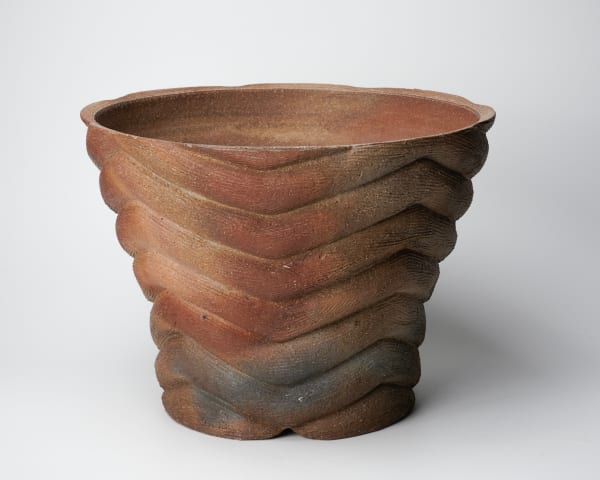 Sakata Jinnai 坂田 甚内, Yakishime Jar with Wide Mouth & Engraving