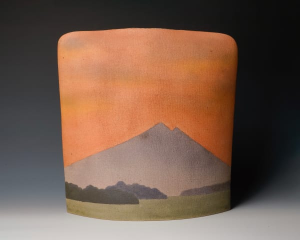 ITO Motohiko 伊藤東彦, Nunome Flower Jar, Imaginary Image of Tsukuba Mountain 布目花瓶 筑波山幻想, 2000