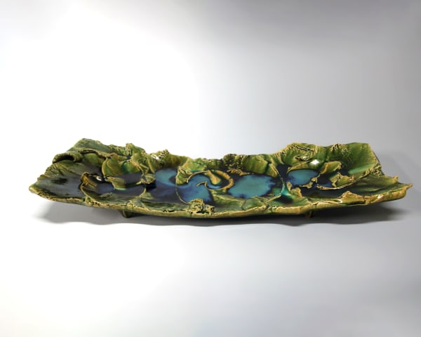 Higashida Shigemasa 東田茂正, Large Oribe Platter 織部長方皿, 2023