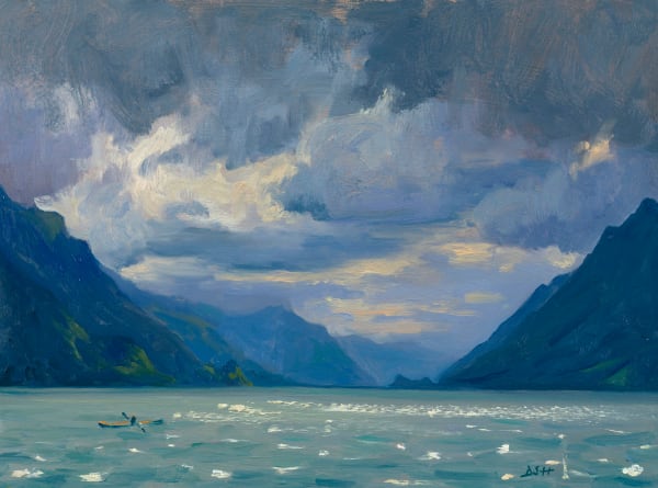 Storm clouds over Brienz, canoeing on the lake