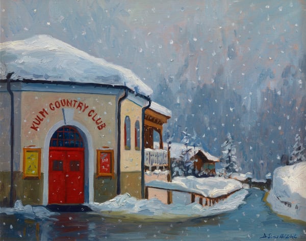 Snowing outside the Kulm Country Club