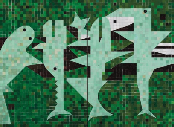 Mohamed Fariji, Les requins qui dansent V, diptyque, 2025