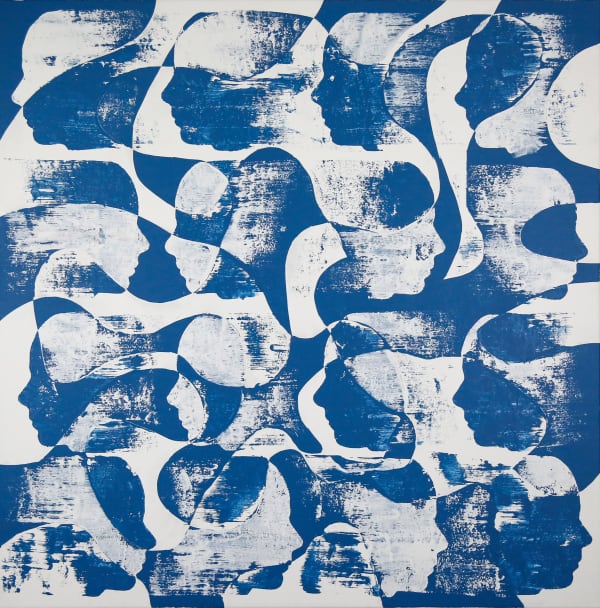 Saman & Sasan Oskouei Social Chaos ( Blue), 2021 Acrylic on Canvas 91 x 91 cm 36 x 36 in